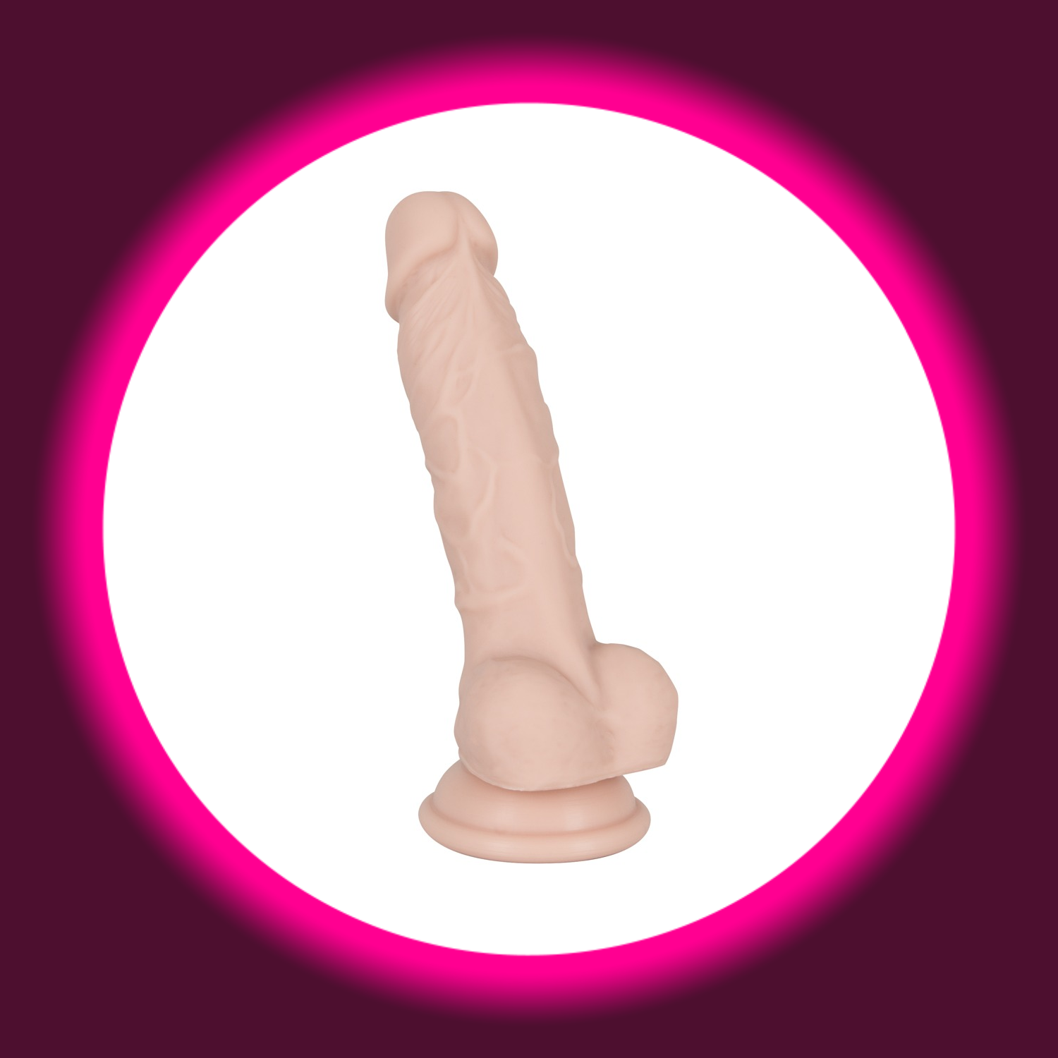 Naturdildo aus Silikon mit Eichel, Hoden und Saugfuß, von You2Toys